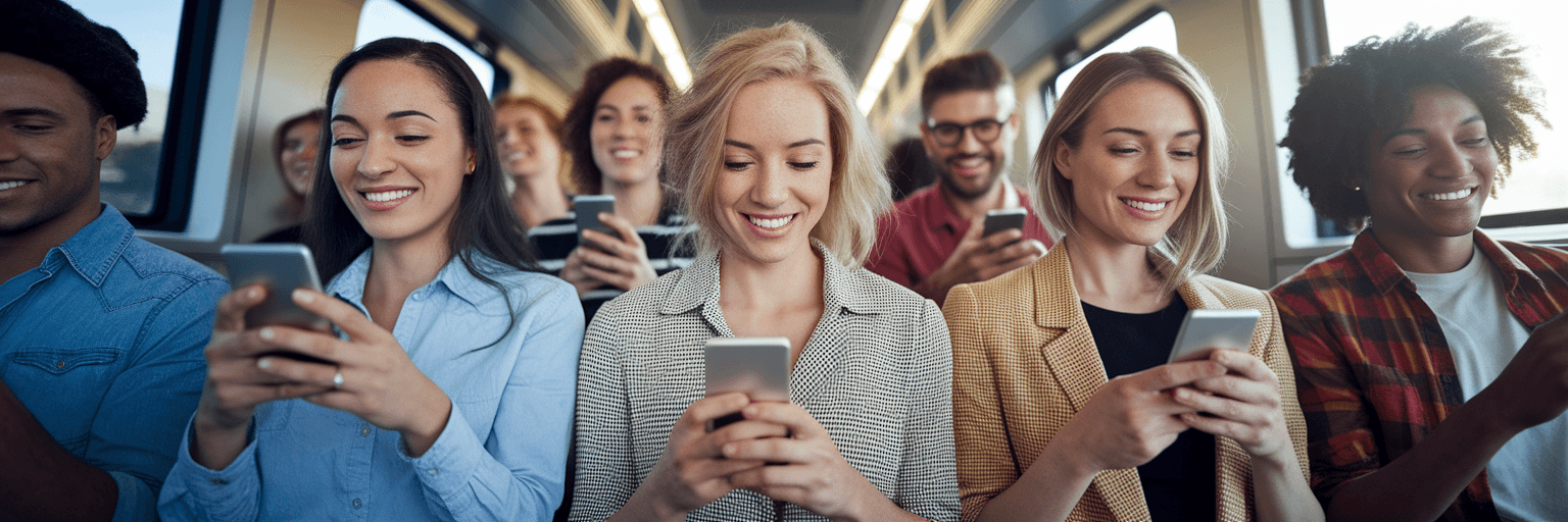 People reacting positively to content on their phones